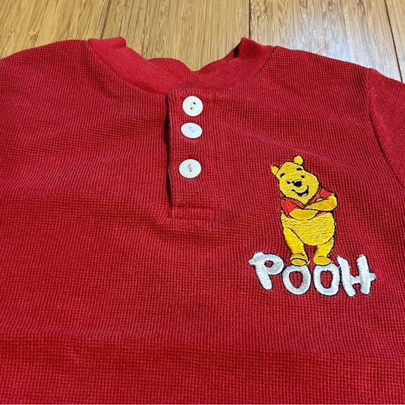 Vintage 90s Pooh Winnie The Pooh Waffle Knit One Piece Henley T Shirt 18 Months - Picture 2 of 6